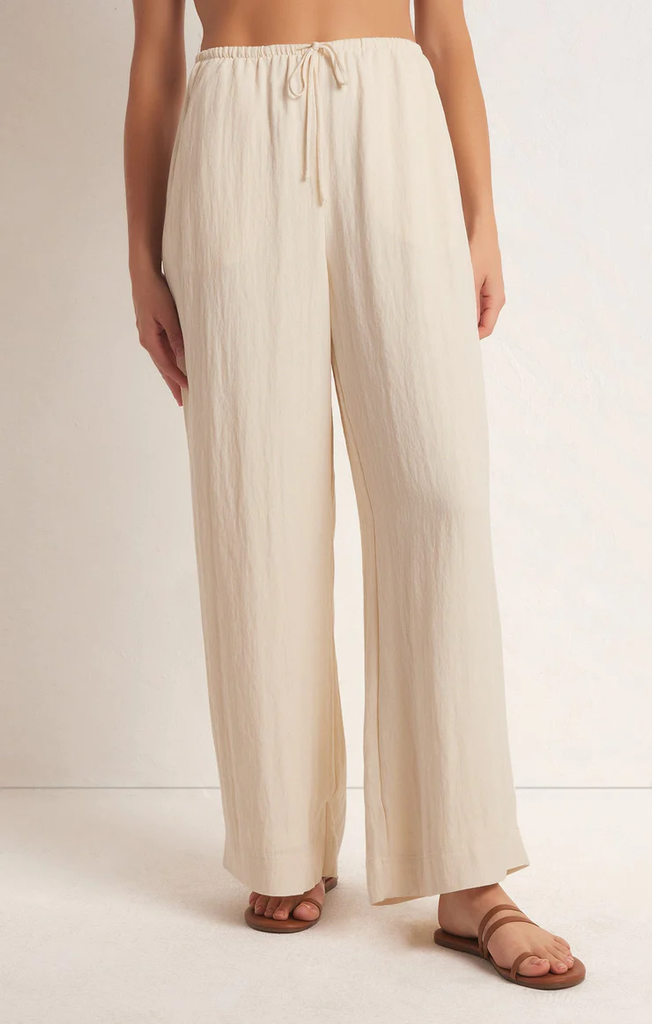 Beach Coast Linen-Blend Elastic-Waist Pants