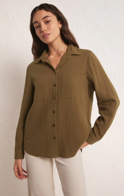 Linen Crinkle Texture Beige Button Up Short Sleeve Dress Shirt– BESPOKE MODA
