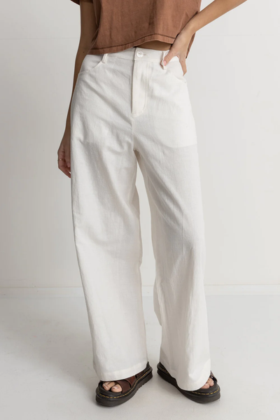 Zorea Trouser in PU Black with White Stitching